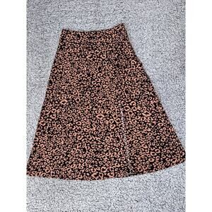 Shein Sz Small Midi A-Line Skirt With Side Zipper Side Split Print Lightweight